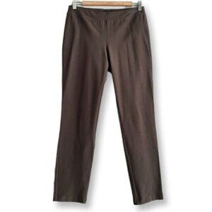 EILEEN FISHER Washable Stretch Crepe Pant Slim Fit Ankle Brown Sz XS